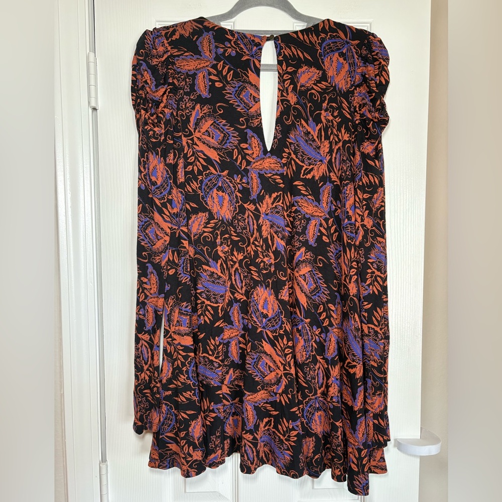 FREE PEOPLE Hello Lover Ruched Long Sleeve Printed Tunic XS - Picture 4 of 10